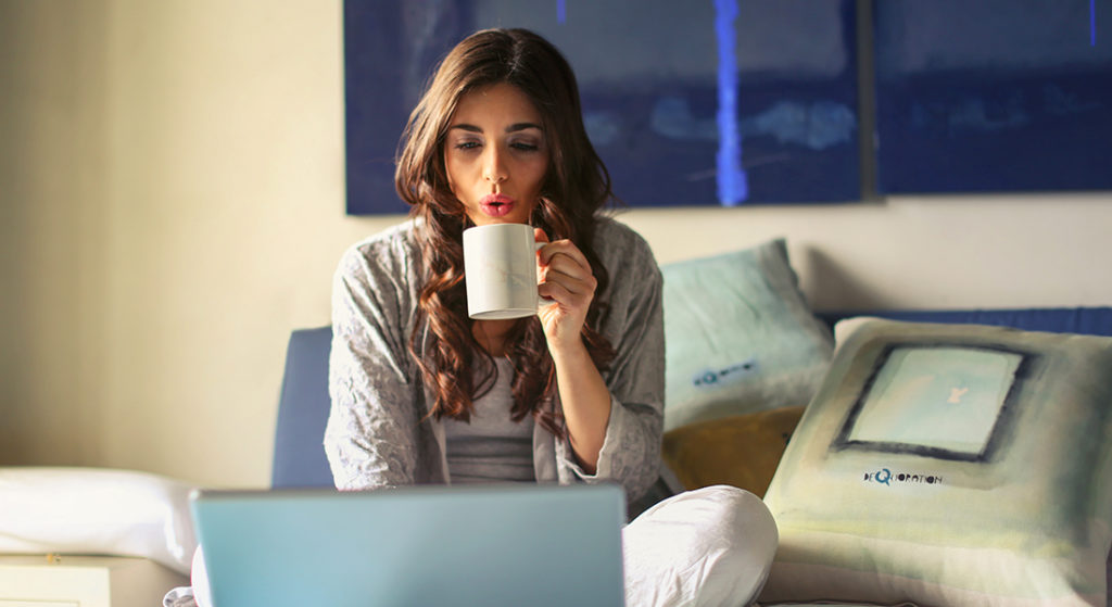 a girl working from home